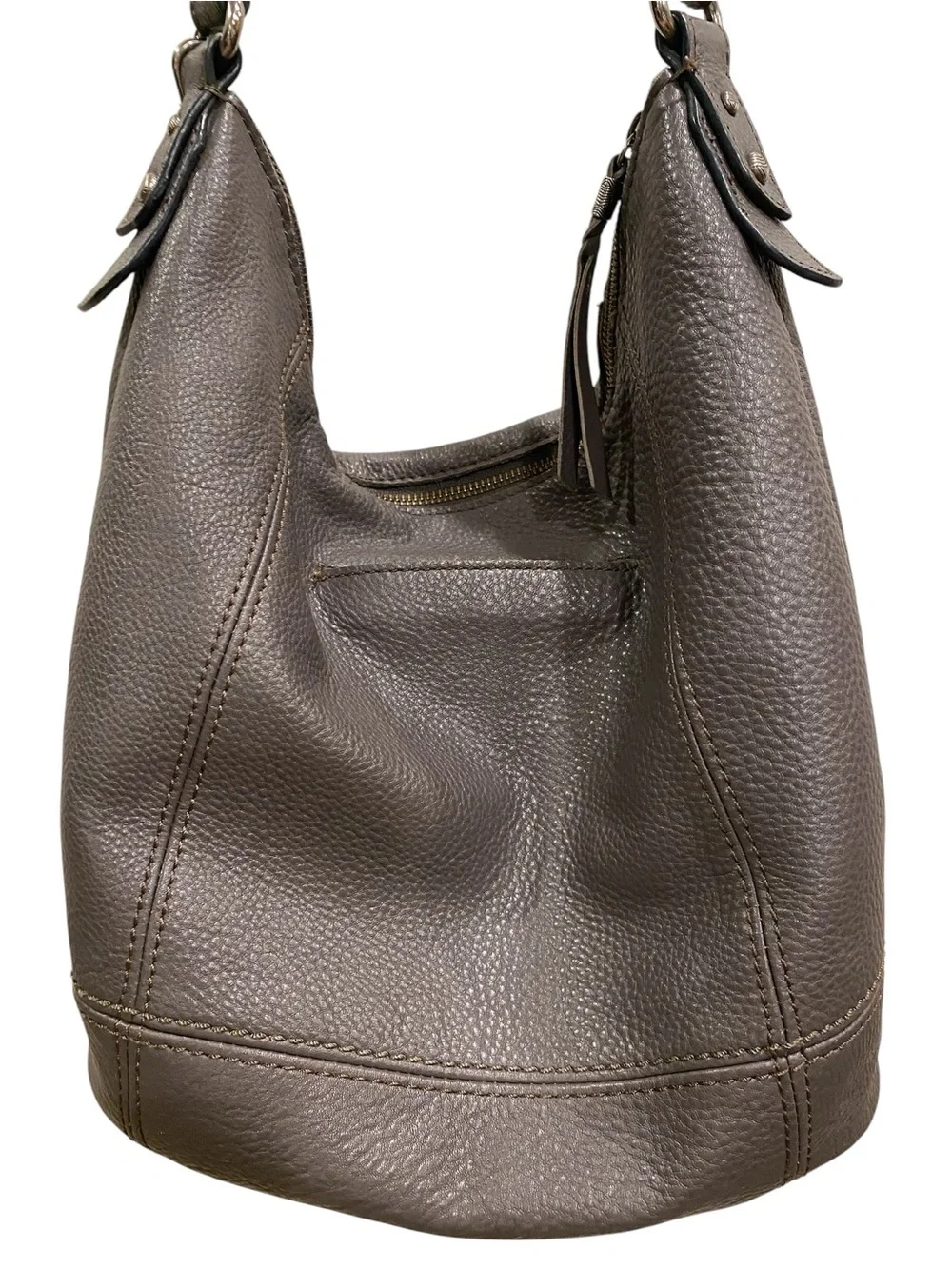 The Sak Sequoia Pebbled Leather Hobo in Slate Gray